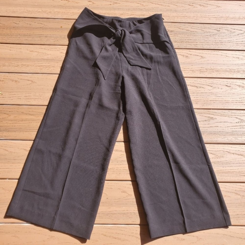 Express High Rise Cropped Culottes Pants Preppy Tie Waist Work Office Wide Leg 6 - Picture 2 of 9